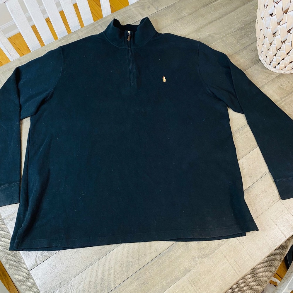 Polo Ralph Lauren Men's Estate-Rib Cotton Quarter-Zip Pullover Size XLT
